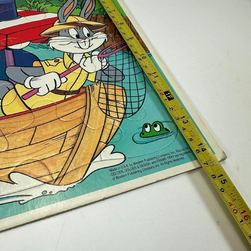 1990 Looney‎ Tunes Puzzle Bugs Bunny Daffy Taz Frame Tray VTG 90s Made in USA